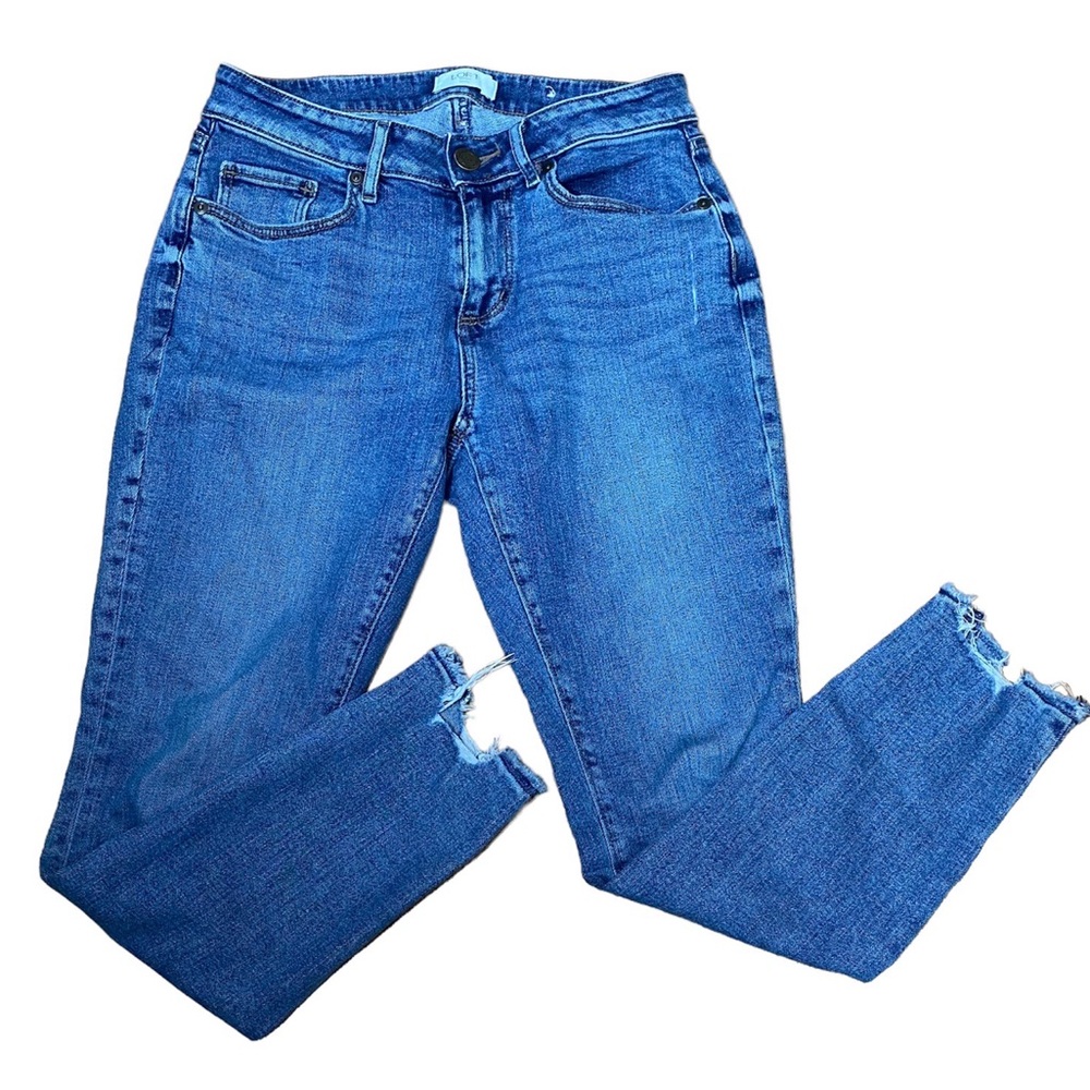 Loft Outlet Petite Curvy Skinny Casual Career Raw Frayed Hem Ankle Jeans 2